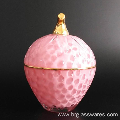 Strawberry glass candle jar of cheap price